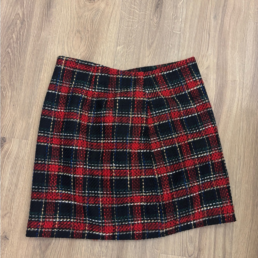 LOFT Tweed Tartan Plaid Mini Skirt